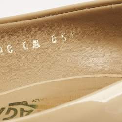 Pre Owned Salvatore Ferragamo Yellow Patent Leather Vara Bow Platform Pumps Size 38.5