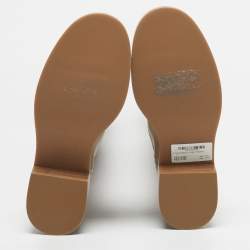 Pre Owned Salvatore Ferragamo Beige Leather Ornament Square Gancini  Knee Length Boots Size 37.5