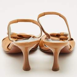 Pre Owned Salvatore Ferragamo Brown Leather Slingback Sandals Size 40.5