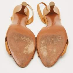Pre Owned Salvatore Ferragamo Brown Leather Slingback Sandals Size 40.5