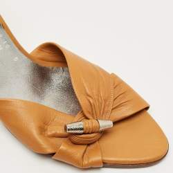 Pre Owned Salvatore Ferragamo Brown Leather Slingback Sandals Size 40.5