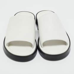 Pre Owned Salvatore Ferragamo White Leather Giunone Flat Sandals Size 39.5