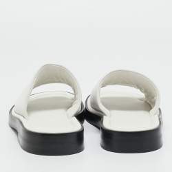 Pre Owned Salvatore Ferragamo White Leather Giunone Flat Sandals Size 39.5