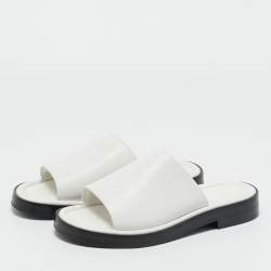 Pre Owned Salvatore Ferragamo White Leather Giunone Flat Sandals Size 39.5