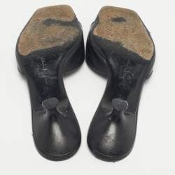 Pre Owned Salvatore Ferragamo Black Leather Slide Sandals Size 36.5