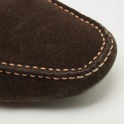 Pre Owned Salvatore Ferragamo Brown Suede Gancini Loafers Size 37.5