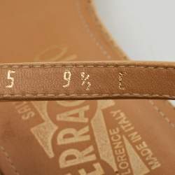 Pre Owned Salvatore Ferragamo Beige Patent Leather Gavina Ankle Strap Sandals Size 40