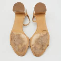 Pre Owned Salvatore Ferragamo Beige Patent Leather Gavina Ankle Strap Sandals Size 40