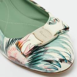 Pre Owned Salvatore Ferragamo Multicolor Leather Bow Ballet Flats Size 37.5