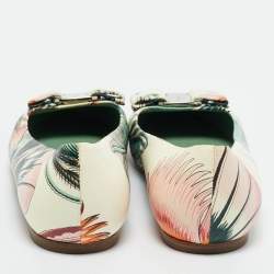 Pre Owned Salvatore Ferragamo Multicolor Leather Bow Ballet Flats Size 37.5