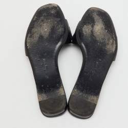 Pre Owned صندل سالفاتوري فيراغامو فيكي جلد أسود نعال مسطحة مقاس 39