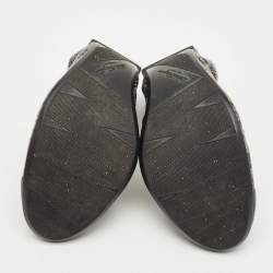 Pre Owned Salvatore Ferragamo Black Patent and Snake Embossed My Joy Scrunch Ballet Flats Size 40