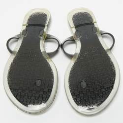 Pre Owned Salvatore Ferragamo Black Jelly Vara Bow Thong Flat Sandals Size 38.5