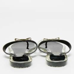 Pre Owned Salvatore Ferragamo Black Jelly Vara Bow Thong Flat Sandals Size 38.5