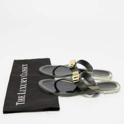 Pre Owned Salvatore Ferragamo Black Jelly Vara Bow Thong Flat Sandals Size 38.5