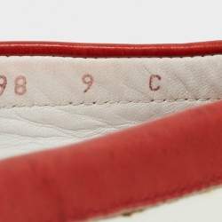 Pre Owned Salvatore Ferragamo White/Red Leather  Bow Smoking Slippers Size 39.5