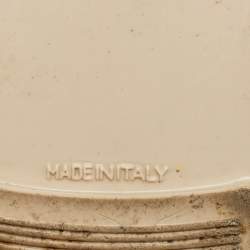 Pre Owned Salvatore Ferragamo Beige Rubber Bow Ballet Flats Size 37.5