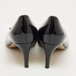 Pre Owned Salvatore Ferragamo Black Patent Leather Vara Bow Pumps Size 40