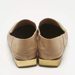 Pre Owned Salvatore Ferragamo Beige Leather Lana Loafers Size 39