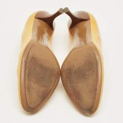 Pre Owned Salvatore Ferragamo Yellow Patent Leather Pumps Size 38.5