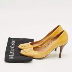 Pre Owned Salvatore Ferragamo Yellow Patent Leather Pumps Size 38.5