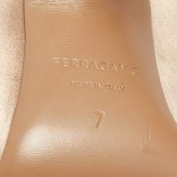 Pre Owned Salvatore Ferragamo Gold Satin Erica Pumps Size 37.5