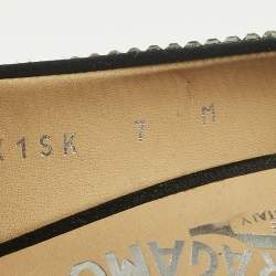 Pre Owned Salvatore Ferragamo Silver Satin Crystal Embellished Pointed Toe Pumps Size 37.5