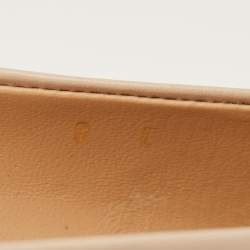 Pre Owned Salvatore Ferragamo Beige Leather Vara Bow Ballet Flats Size 38.5