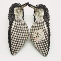 Pre Owned Salvatore Ferragamo Black Satin Crystal Embellished Pointed Toe Pumps Size 37