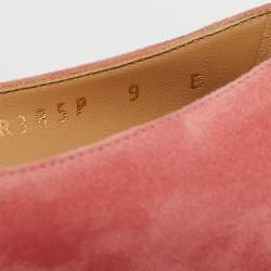 Pre Owned Salvatore Ferragamo Pink Suede Bow Peep Toe Pumps Size 39.5