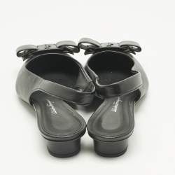 Pre Owned Salvatore Ferragamo Black Leather Viva Slingback Flats Size 38