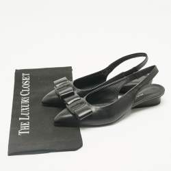 Pre Owned Salvatore Ferragamo Black Leather Viva Slingback Flats Size 38