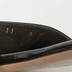 Pre Owned Salvatore Ferragamo Black Patent Leather Vara Bow Open Toe Flats Size 39.5