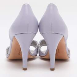 Pre Owned Salvatore Ferragamo Purple Leather Open Toe Pumps Size 37