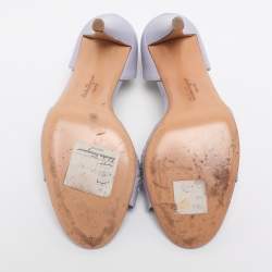 Pre Owned Salvatore Ferragamo Purple Leather Open Toe Pumps Size 37