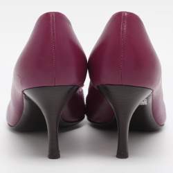 Pre Owned Salvatore Ferragamo Fushia Leather Vara Bow Peep Toe Pumps Size 37