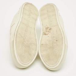 Pre Owned Salvatore Ferragamo Pink/White Leather Pedros Gancini Lace Up Sneakers Size 39.5