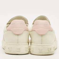 Pre Owned Salvatore Ferragamo Pink/White Leather Pedros Gancini Lace Up Sneakers Size 39.5
