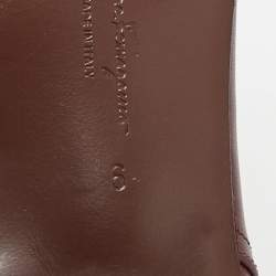 Pre Owned Salvatore Ferragamo Gancini  Burgundy Leather Ankle Length Boots Size 36.5