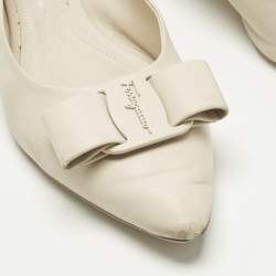 Pre Owned Salvatore Ferragamo Size 42 Ivory Leather Ballet Flats