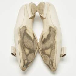 Pre Owned Salvatore Ferragamo Size 42 Ivory Leather Ballet Flats