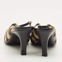Pre Owned Salvatore Ferragamo Size 38.5 Multicolor Fabric Slingback Pumps