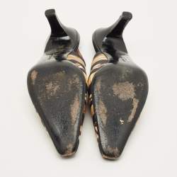 Pre Owned Salvatore Ferragamo Size 38.5 Multicolor Fabric Slingback Pumps