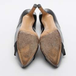 Pre Owned حذاء كعب عالي سالفاتوري فيراغامو ترلي منصة جلد لامع أسود مقاس 38.5