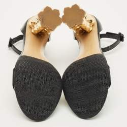 مملوكة مسبقًا �صندل حزام الكاحل جلد لامع أسود "سالفاتوري فيراغامو" أزاليا مقاس 38.5