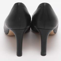 مملوكة مسبقًا Salvatore Ferragamo Size 36.5 Black Leather Bow Pointed Toe Pumps