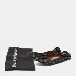 Pre Owned Salvatore Ferragamo My Joy Size 39.5 Black Lace Bow Detail Ballet Flats