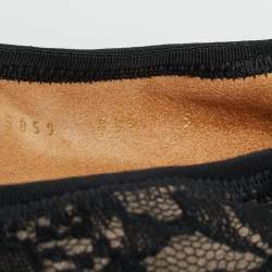 Pre Owned Salvatore Ferragamo My Joy Size 39.5 Black Lace Bow Detail Ballet Flats