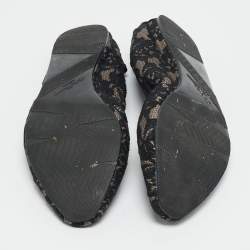 Pre Owned Salvatore Ferragamo My Joy Size 39.5 Black Lace Bow Detail Ballet Flats