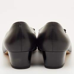 مملوكة مسبقًا حذاء كعب عالي سالفاتوري فيراغامو فيونكة فارا جلد أسود مقاس 41.5